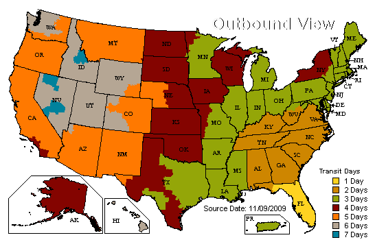 US Time in Transit Map